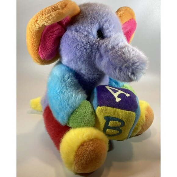 Aurora Baby Rainbow Multicolor ABC Singing Elephant Plush Stuffed Toy 12” - Picture 6 of 12